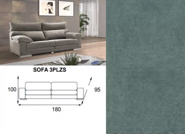 Sofá 3 plazas asientos extensibles GAUDI