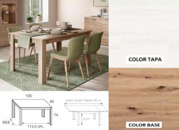 Mesa de comedor extensible lateral ATLANTIS