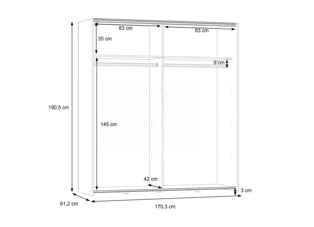 Comprar armario de puertas correderas RICK ELIGE EL COLOR Roble Sonoma