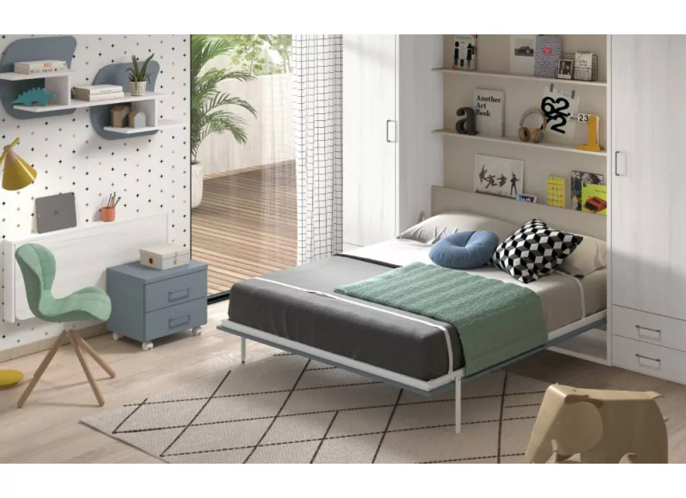 Dormitorio con canape abatible de 90 - Verde Limon