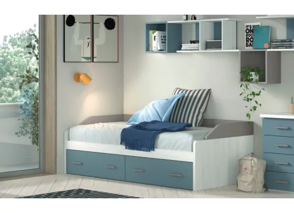 Diseño de Dormitorio con Cama Nido, Armario de Dos Puertas y Escritorio con  Ruedas - Cama Nido (Madrid)