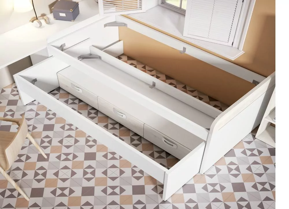 Compacto de 90 ó 105 con cama oculta y 3 cajones CLEO