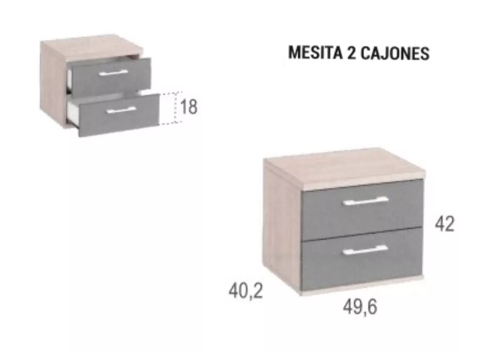 Mesitas de noche de 2 ó 3 cajones CLEO Mesitas de noche de 2 ó 3 cajones CLEO