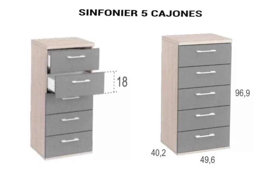 Sinfonier com 5 ou 6 gavetas CLEO