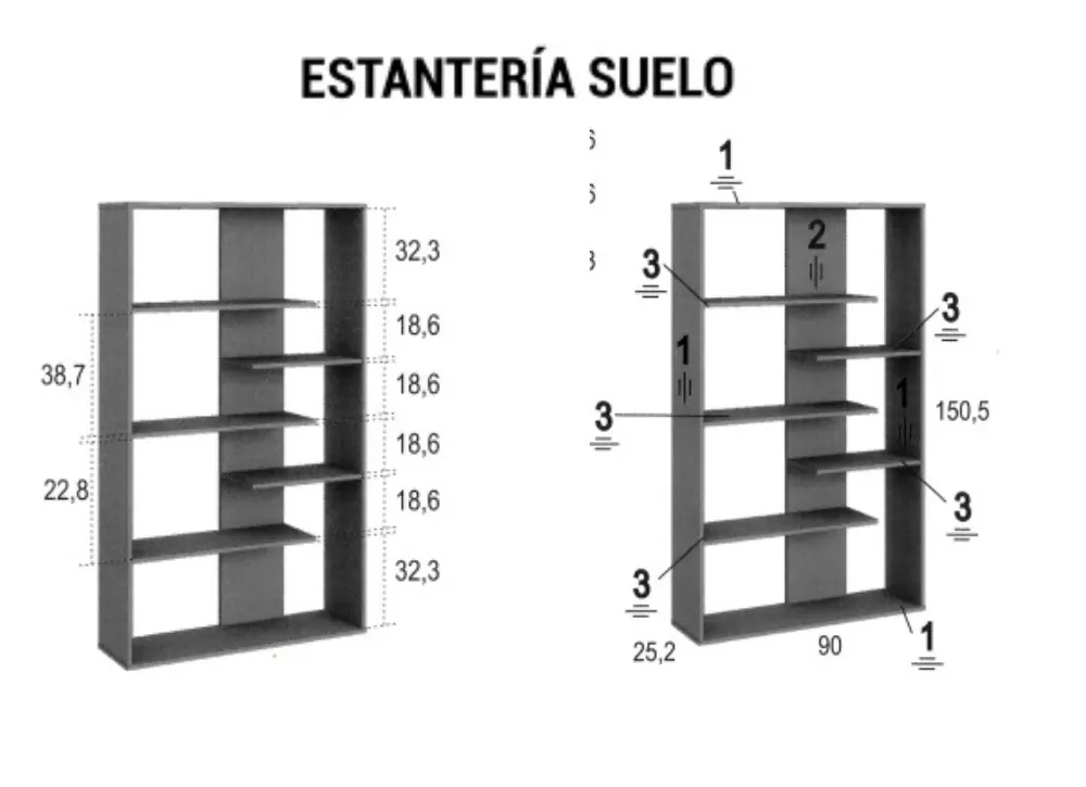 Estantería de 5 baldas escalonadas CLEO Estantería de 5 baldas escalonadas CLEO