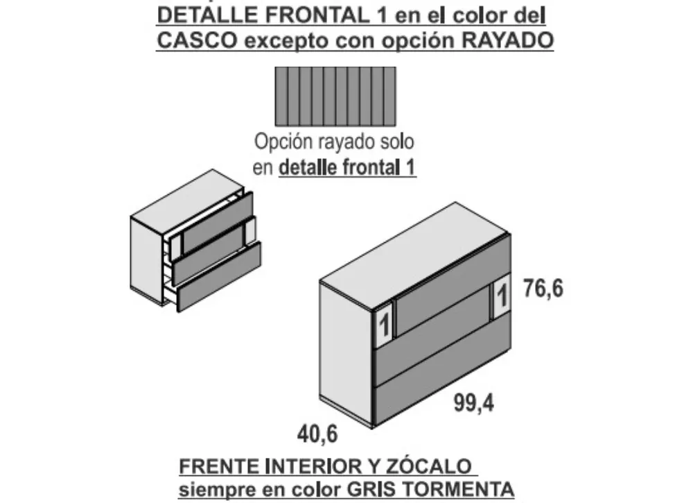 COMODAS 3 ó 4 CAJONES SIN PATAS FLORIDA 3