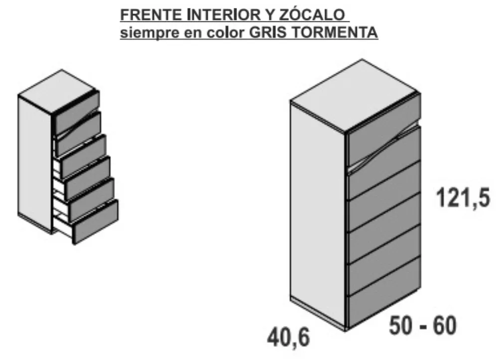 Sinfonier 6 cajones con guías florida PLUS Sinfonier 6 cajones con guías florida PLUS