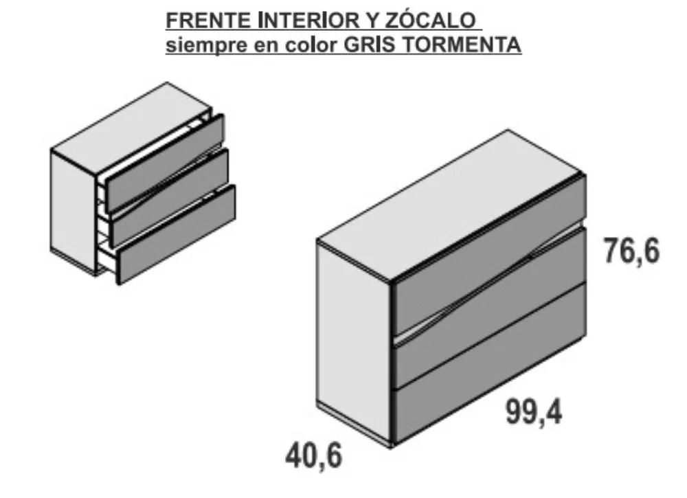 COMODAS 3 ó 4 CAJONES SIN PATAS FLORIDA 1