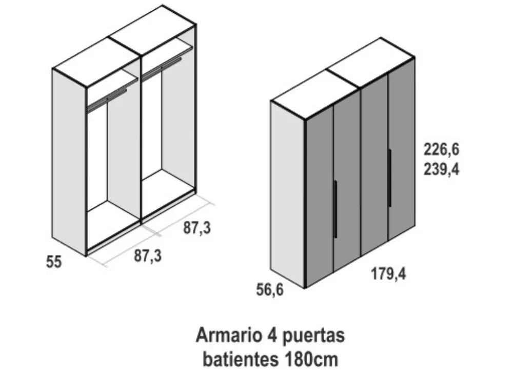 Roupeiro de 4, 5 ou 6 portas de abrir FLORIDA