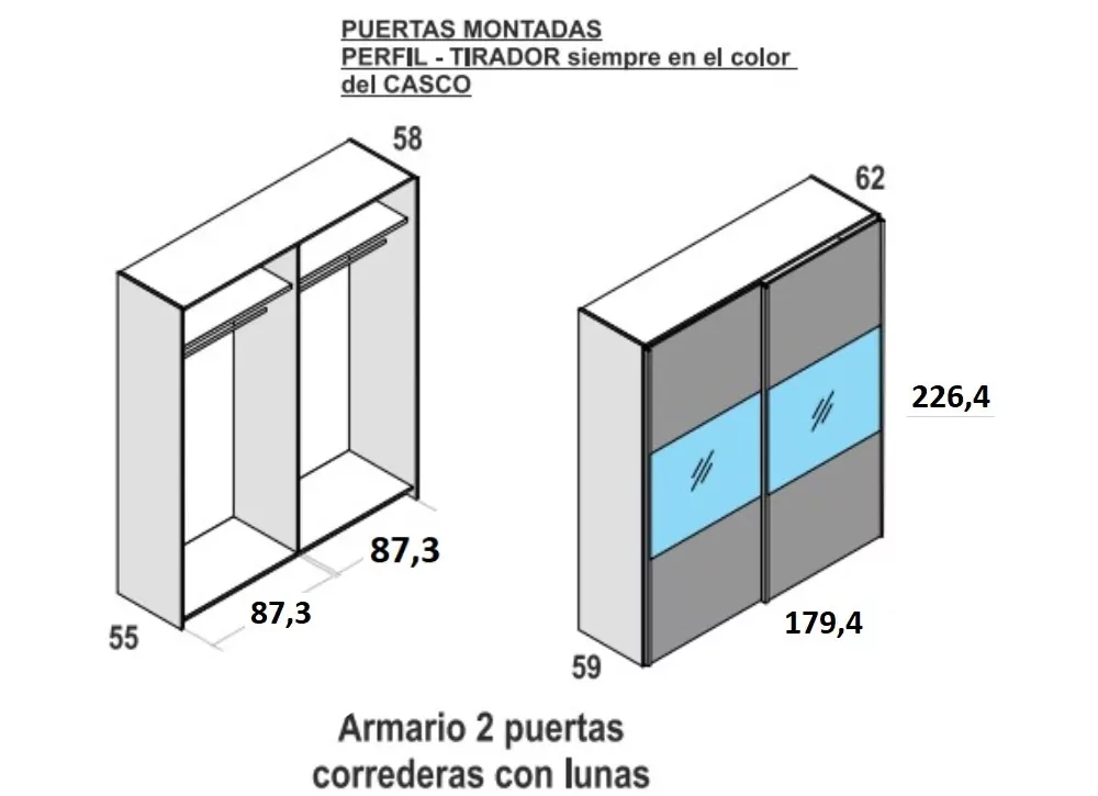 ARMARIOS DE PUERTAS CORREDERAS CON LUNAS FLORIDA