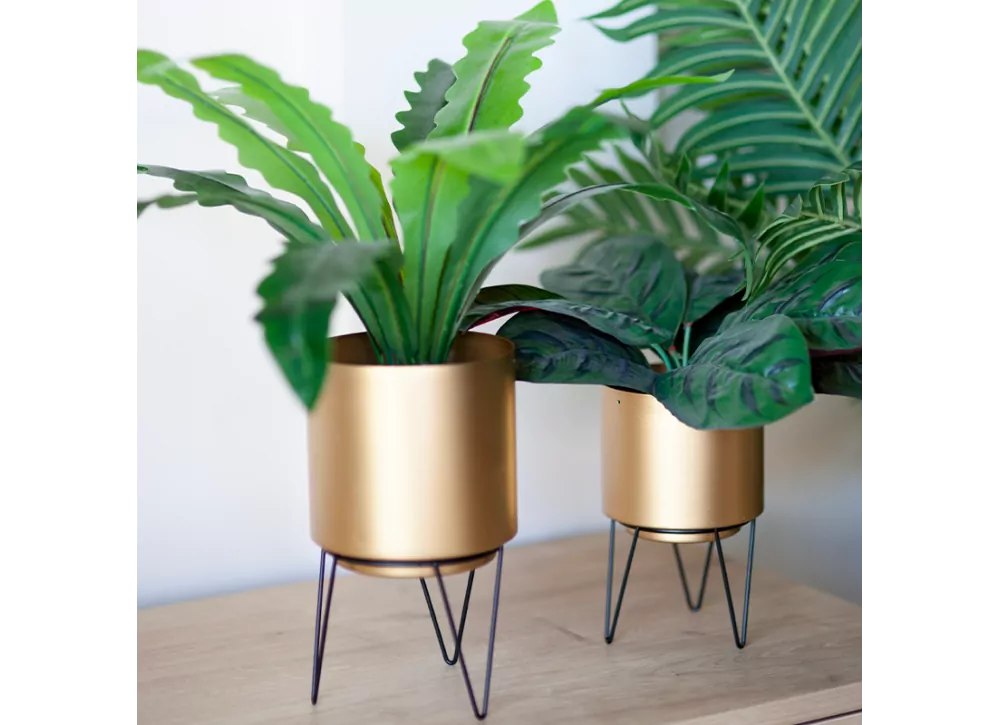 Pacote de 2 vasos de flores dourados ARENDAL