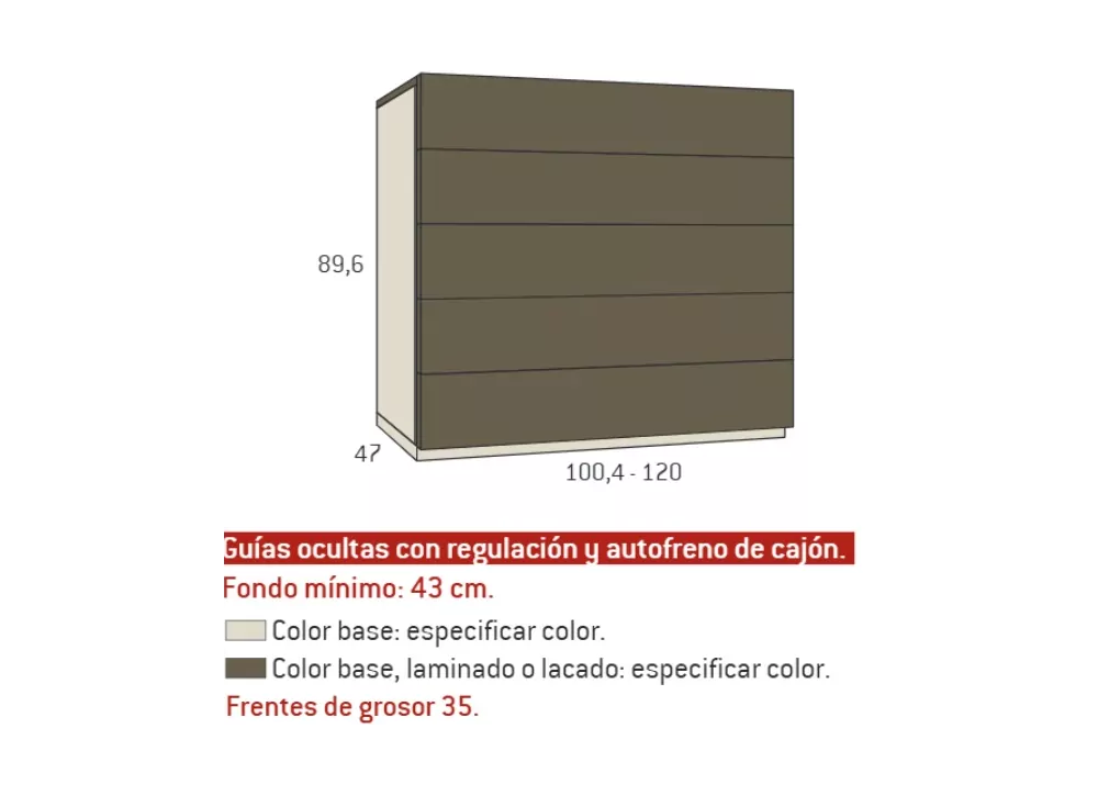 Cómoda de 5 cajones ASIA