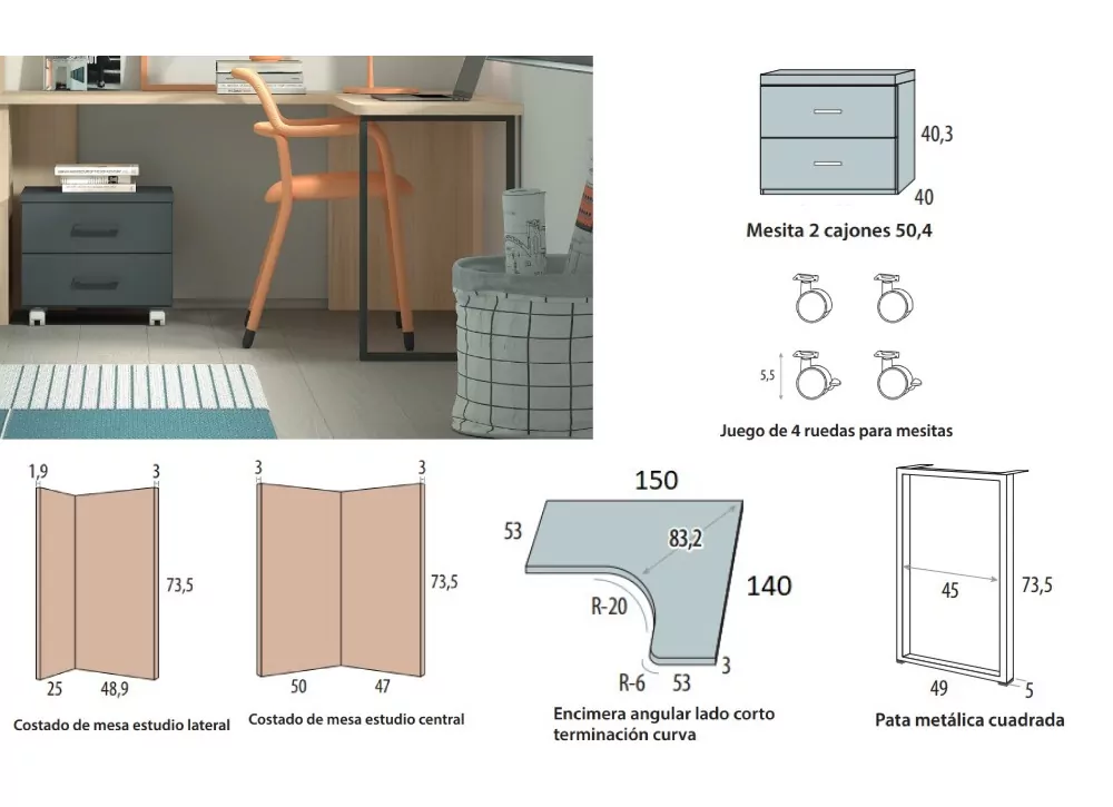 Mesa estudio corban PLUS Mesa estudio corban PLUS