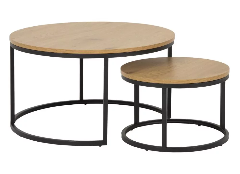 Juego 2 mesas de centro redondas SAGA