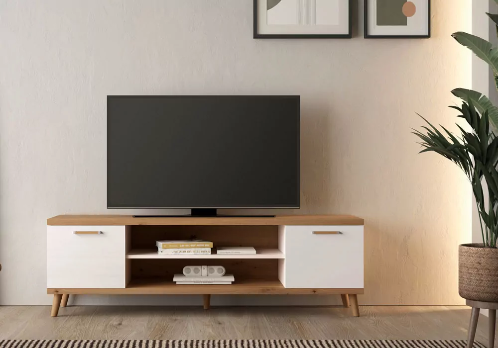 Tabela TV sem pernas 2 portas 2 buracos atlantis